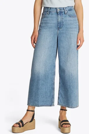 Tommy Hilfiger Weite Jeans Wide Leg High Waist mit Logo-Badge, in blauer Waschung