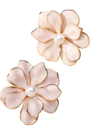 Karma Paar Ohrstecker Damen Blüten Legierung Emaille bunt verschiedene Farben Ohrschmuck (Schwarz Grün Rot Violett Pink oder Creme, Blumenohrringe Blumenohrstecker), modern Damenschmuck Ohrringe Damenohrstecker - Verkäufer: Sanixa