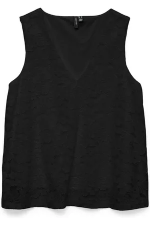 VERO MODA Spitzentop VMHONEY LACE SL V-NECK TOP WVN GA