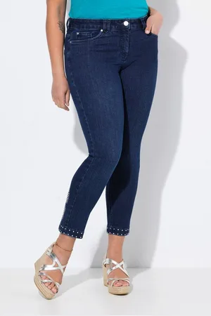 Miamoda Regular-fit-Jeans Jeans Slim Fit Ziersteinchen-Saum Glitzerschleife - Verkäufer: Popken Fashion Group