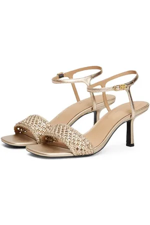 Tommy Hilfiger METALLIC LTHR KITTEN SANDAL Sandalette, Stilettoabsatz, Festtagsschuh, Abendschuh mit Bandage in Flechtoptik