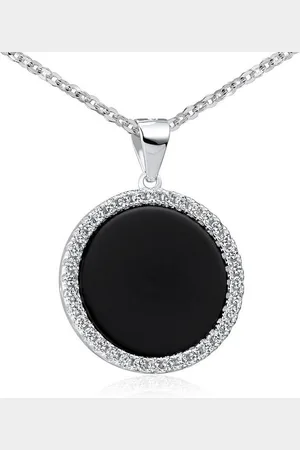 Materia Runder Anhänger Damen Silber Zirkonia Edelstein Onyx Schwarz Ø18mm KA-456, 925 Sterling Silber, rhodiniert - Verkäufer: Schmuck