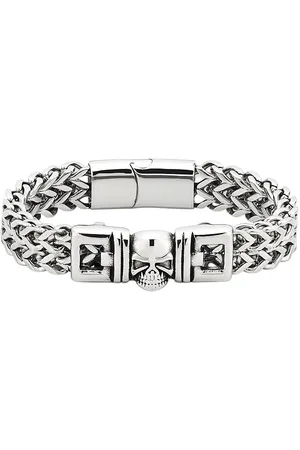 Bruno Banani Edelstahlarmband Schmuck Geschenk Armschmuck Edelstahl mit Totenkopf-Motiv