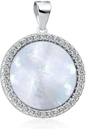 Materia Runder Anhänger Damen Perlmutt Zirkonia Ø18mm KA-456, 925 Sterling Silber, rhodiniert - Verkäufer: Schmuck