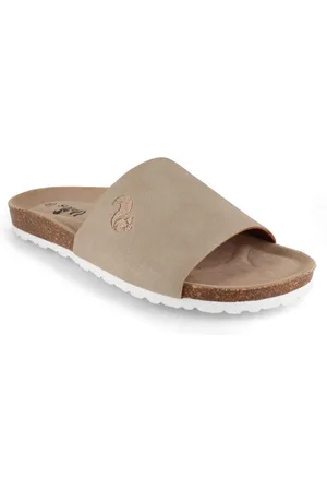 Thies Damen Pantolette Eco Pool Slide, stone sommer, pantolette, stone, sonn Hausschuh vegan - Verkäufer: WoolFit