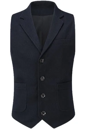 Allthemen Anzugweste Herren Weste mit Reverskragen Anzugweste aus Tweed - Verkäufer: