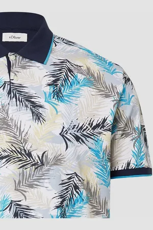 QS by s.Oliver Kurzarmshirt Gemustertes Poloshirt mit Kontrast-Details - Verkäufer:
