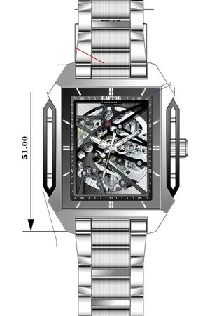 Raptor Quarzuhr RA20406 Skelett-Herrenuhr, Edelstahl, 5 ATM, kantig, vintage - Verkäufer: Shaghafi GmbH