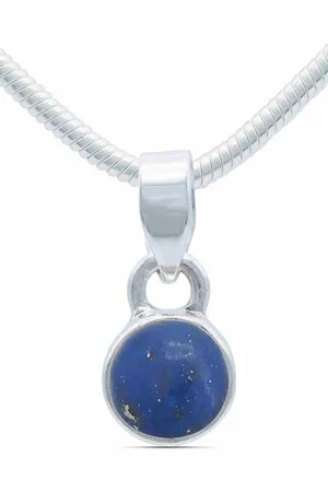 mantraroma Kette mit Anhänger SAMA rund aus 925 Silber mit Lapis Lazuli (Kettenanhänger uns Kette), 925 Sterling Silber Ketten mit Kettenanhänger für Damen - Verkäufer: