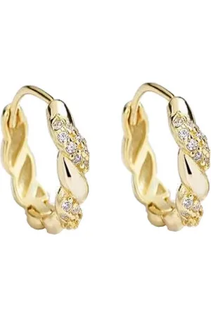 Karma Paar Creolen Damenohrringe Silber 925 Damen Ohrringe Silber oder Gold Creolenpaar (vergoldete Silbercreolen Ohrschmuck, Geschenk für Sie), gedreht mit Steinen Damenohringe Damencreolen Silberohrringe - Verkäufer: Sanixa