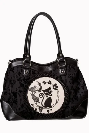 Banned Retro Schultertasche Call Of The Phoenix , Katze Gemme Samt Gothic - Verkäufer: Schompi Trading e.K.