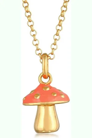 Elli Kette mit Anhänger Pilz Glück Emaille 925 Silber vergoldet, Fliegenpilz - Verkäufer: JULIE & GRACE GmbH
