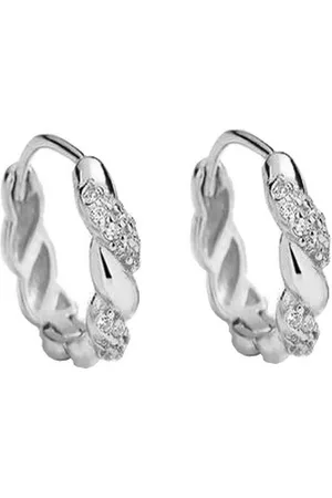Karma Paar Creolen Damenohrringe Silber 925 Damen Ohrringe Silber oder Gold Creolenpaar (vergoldete Silbercreolen Ohrschmuck, Geschenk für Sie), gedreht mit Steinen Damenohringe Damencreolen Silberohrringe - Verkäufer: Sanixa