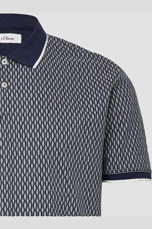 QS by s.Oliver Kurzarmshirt Gemustertes Poloshirt mit Kontrast-Details - Verkäufer:
