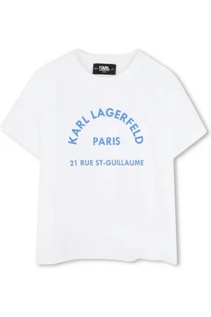 Karl Lagerfeld Print-Shirt KIDS T-Shirt weiß mit blauem Print und Logo - Verkäufer: coolkids-store