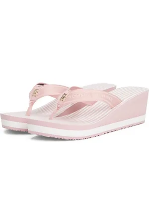 Tommy Hilfiger TH STRIPES WEDGE BEACH SANDAL Dianette, Zehentrenner, Sommerschuh mit gestreifter Innensohle