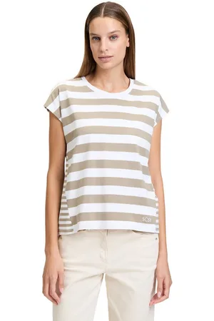 Betty Barclay Kurzarmshirt Basic Shirt mit Streifen (1-tlg) Materialmix