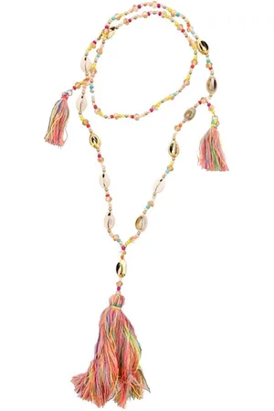 Karma Statementkette Damenhalskette lang Quasten Sommer Damenschmuck, Lange Halskette Muscheln Perlen Steine - Verkäufer: Sanixa