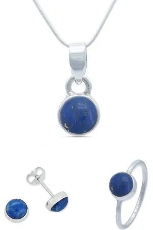 mantraroma Schmuckset 925er Silber mit Lapis Lazuli (Schmuckset aus 925 Silber) - Verkäufer: