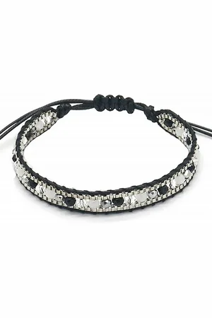 Karma Lederarmband Damenarmband silber Kristalle (Damenschmuck Armband Kristalle), Armband Stoffarmband glitzer Geschenk - Verkäufer: Sanixa