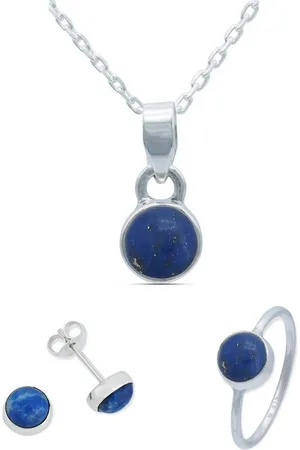mantraroma Schmuckset 925er Silber mit Lapis Lazuli (Schmuckset aus 925 Silber) - Verkäufer: