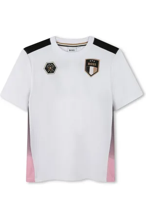 HUGO BOSS Print-Shirt T-shirt weiß mit Fußball-Badges und Farbverlauf - Verkäufer: coolkids-store