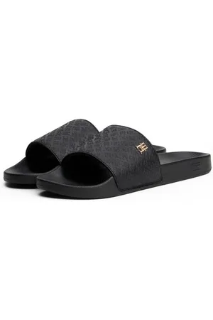Tommy Hilfiger TH MONOGRAM POOLSIDE Pantolette, Bequemschuh, Sommerschuh, Schlupfschuh mit TH-Schmuckelement