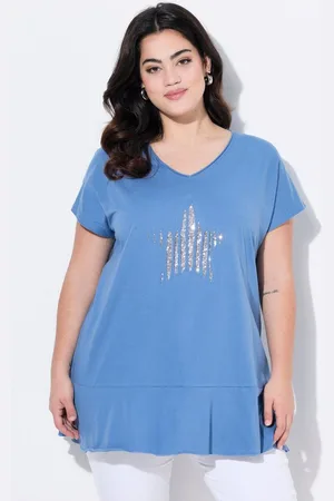 Angel of Style T-Shirt T-Shirt oversized Pailletten-Stern Volant - Verkäufer: Popken Fashion Group