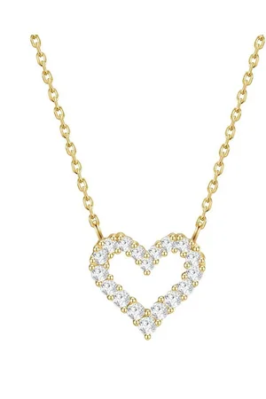Glanzstücke Silberkette Herz gelbgold, Kette mit Anhänger Sterling Silber gelbgold Zirkonia weiß - Verkäufer: Juvalia
