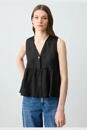 Jimmy Key Blusentop Regular Fit V-hals Geweven Zwarte Blouse - Verkäufer: