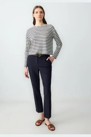 Jimmy Key Strickhose Slim Fit Geweven Marineblauwe Broek - Verkäufer: