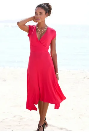 beachtime Sommerkleid mit Zipfelsaum und Schleife, Jerseykleid, asymmetrisches Rockteil