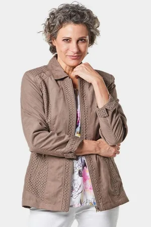 GOLDNER Blouson Velourslederimitat-Blazer mit Perforierung Attraktiv perforiert - Verkäufer: