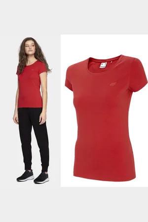 4F Kurzarmshirt - Damen Basic T-Shirt - rot - Verkäufer: hive outdoor