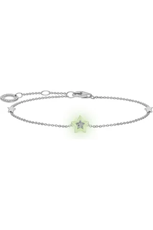 Thomas Sabo Armband Stern mit weißen Steinen und weißer Kaltemaille, A2136-041-14-L19V, mit Zirkonia (synth) und Emaille
