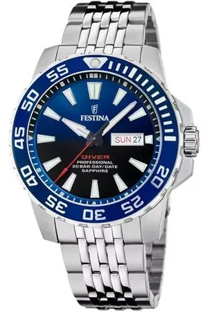 Festina Quarzuhr F20661/1 Herren-Uhr The Originals Blau Analog Quarz Edelstahl-Armband - Verkäufer: Karat24