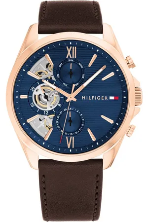 Tommy Hilfiger Multifunktionsuhr BAKER 1710645, Quarzuhr, Armbanduhr, Herrenuhr, Lederarmband, analog, Tag, Wochentag