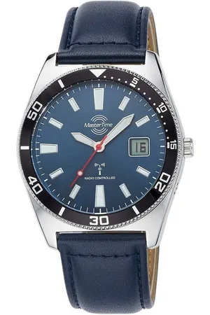 Master Time Quarzuhr Herrenuhr Super Power MTGA-10855-31L, Funk, Blau, Lederarmband - Verkäufer: Selva Technik GmbH