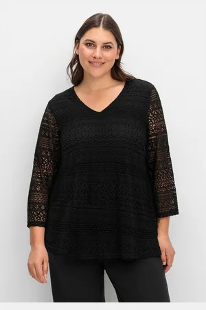 Sheego Spitzenshirt Große Größen in A-Linie und 3/4-Arm