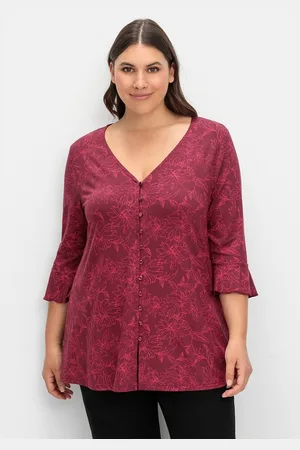 Sheego T-Shirt Große Größen mit Blumenprint und Volantärmeln