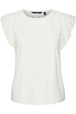 VERO MODA Blusenshirt Blusen-Shirt mit Rundhals und Lochmuster VMTASSA SL FRILL TOP NOOS - Verkäufer: ARIZONAS