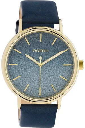 Oozoo Quarzuhr Damen Armbanduhr dunkelblau, (Analoguhr), Damenuhr rund, groß (ca. 42mm) Lederarmband, Elegant-Style - Verkäufer: Fit4Style Silberschmuck - IMPPAC