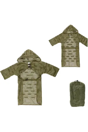 MFH Fieldjacket Netzmantel mit Schlaufen, oliv - Tarnbekleidung. Abnehmbare Kapuze mit Druckknöpfen - Verkäufer: DaGecko