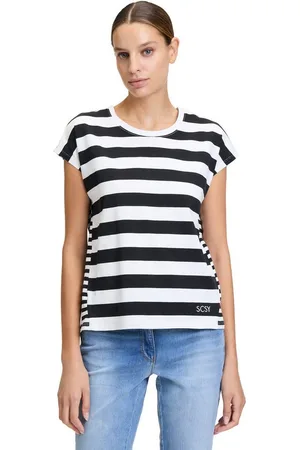 Betty Barclay Kurzarmshirt Basic Shirt mit Streifen (1-tlg) Materialmix