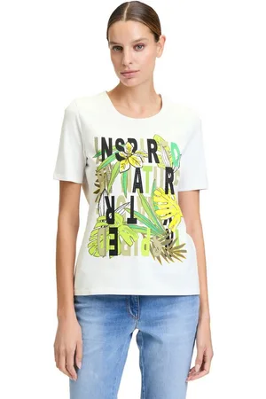 Betty Barclay Kurzarmshirt Basic Shirt mit Aufdruck (1-tlg) Glitzersteine