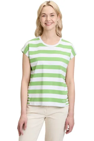 Betty Barclay Kurzarmshirt Basic Shirt mit Streifen (1-tlg) Materialmix