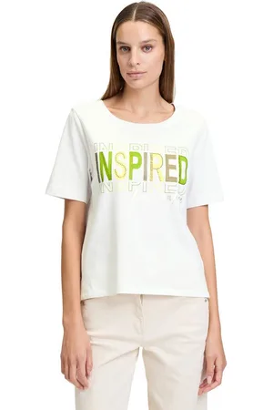 Betty Barclay Kurzarmshirt Basic Shirt mit Aufdruck (1-tlg) Glitzersteine