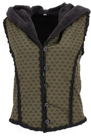 GURU-SHOP Langjacke Kurze Goa Weste mit weiter, flauschiger Kapuze.. alternative Bekleidung - Verkäufer:
