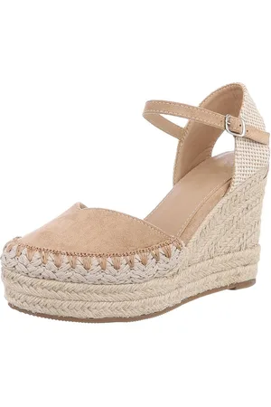 Ital-Design Damen Keilabsatz-Sandalen in Nude mit Jute-Detail Plateaupumps (89368757) Keilabsatz/Wedge Keilsandaletten in Hellbraun - Verkäufer: