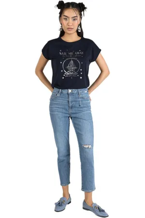 Colins Girlfriend-Jeans Slim Fit Jeanshose für Damen Blau mit normaler Taille schmalem Bein - Verkäufer: MegaMerchant